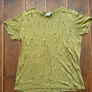 Iro Clay Linen Distressed Tee Khaki